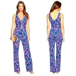 Lily Pulitzer Sloan Broken Shaker Blue and Pink Tiki Jumpsuit